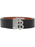 Luxury Burberry Reversible Monogram Leather Belt Black