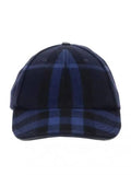 Luxury Burberry Check Pattern Wool Ball Cap Blue