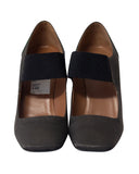 Women's Prada Scholar Pumps in Dark Grey Satin