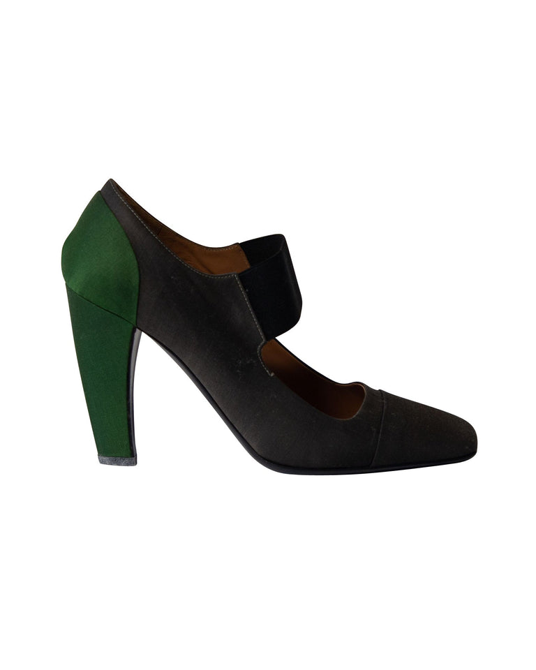 Women's Prada Scholar Pumps in Dark Grey Satin
