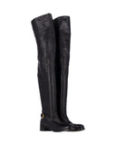 Prada Over-The-Knee Buckled Boots in Black Leather