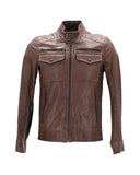 Prada Zipped Jacket in Brown Leather