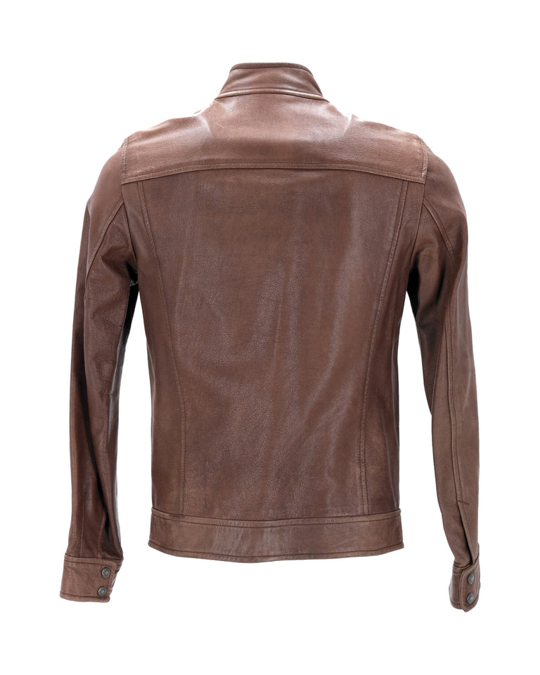 Prada Zipped Jacket in Brown Leather