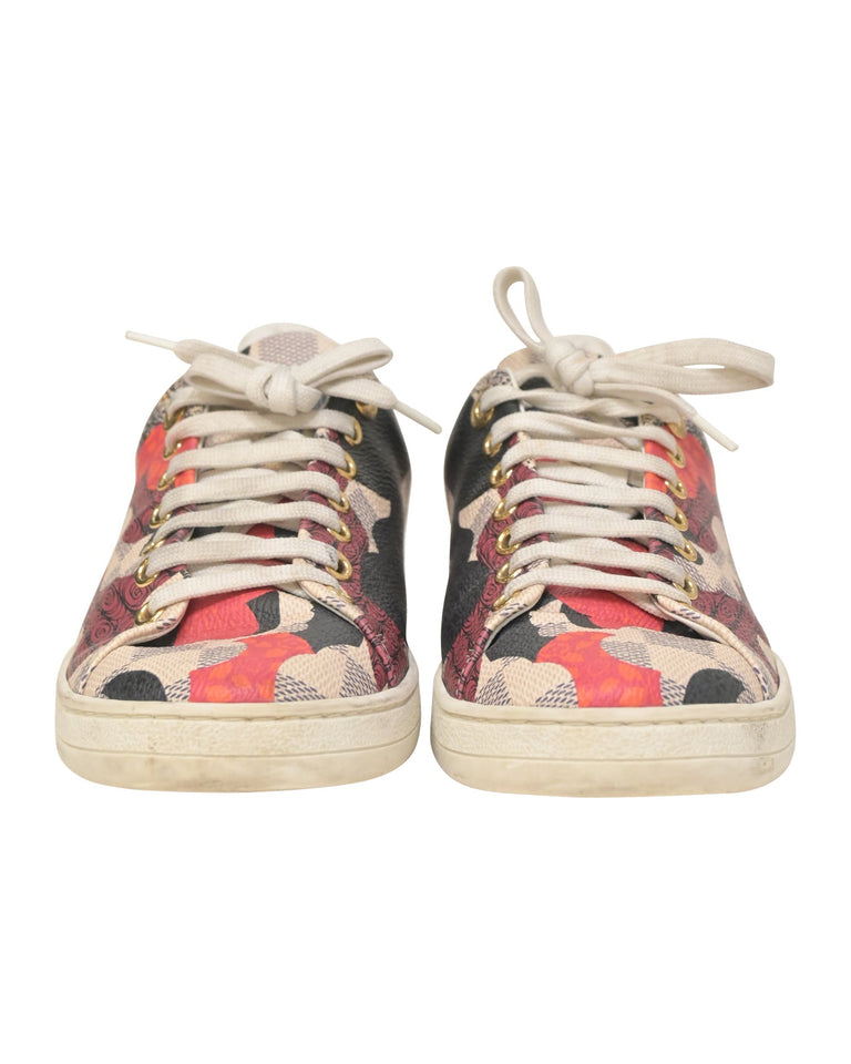 Women's Louis Vuitton Overcloud Lace Up Sneakers in Multicolor Damier Azur Canvas And Leather Trim