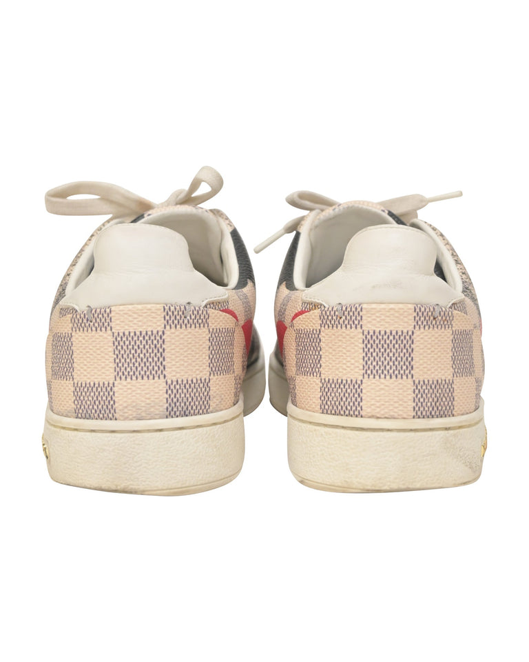 Women's Louis Vuitton Overcloud Lace Up Sneakers in Multicolor Damier Azur Canvas And Leather Trim