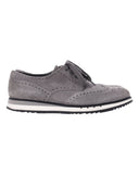 Men's Prada Wingtip Detail Derby Sneakers in Grey Suede