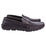 Prada Crocodile Embossed Loafers in Brown Leather