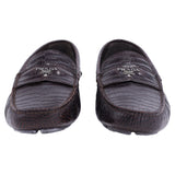 Prada Crocodile Embossed Loafers in Brown Leather