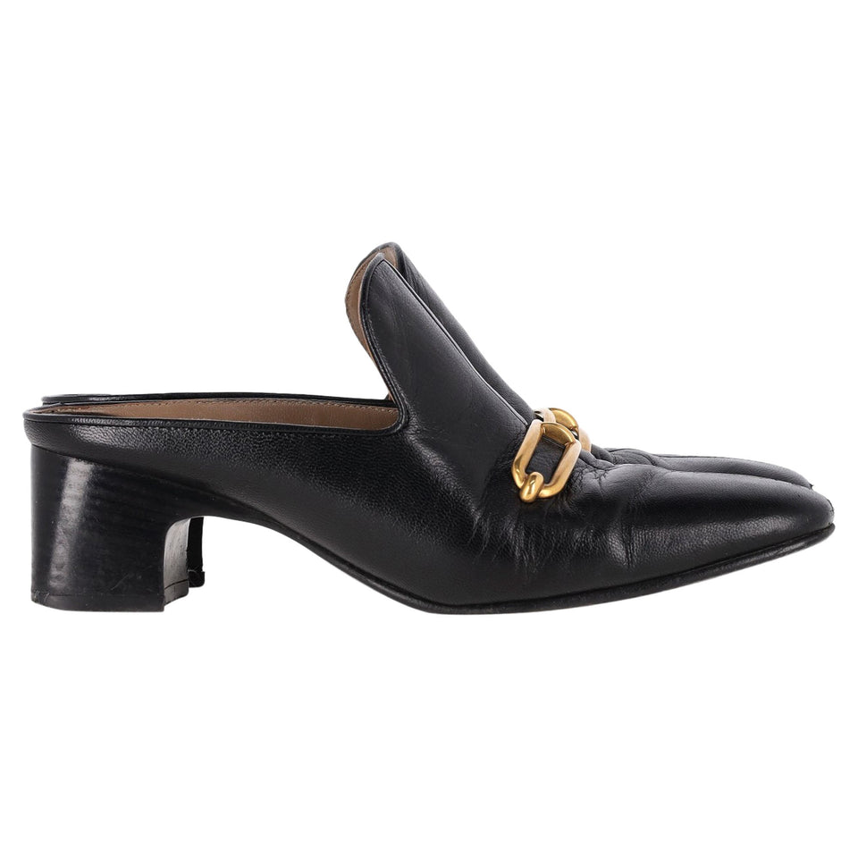 Hermes Diane With Roulis Buckle Mules in Black Goatskin Leather