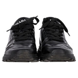 Prada Prax 01 Lace-Up Low-Top Sneakers in Black Calfskin Leather