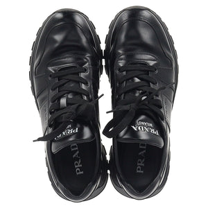 Prada Prax 01 Lace-Up Low-Top Sneakers in Black Calfskin Leather