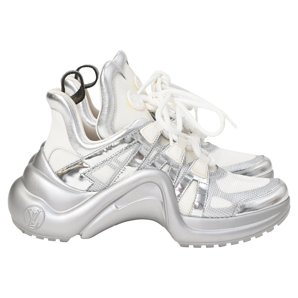 Women's Louis Vuitton Archlight Chunky Sneakers in Silver Leather and Polyester
