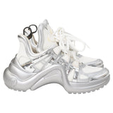 Women's Louis Vuitton Archlight Chunky Sneakers in Silver Leather and Polyester