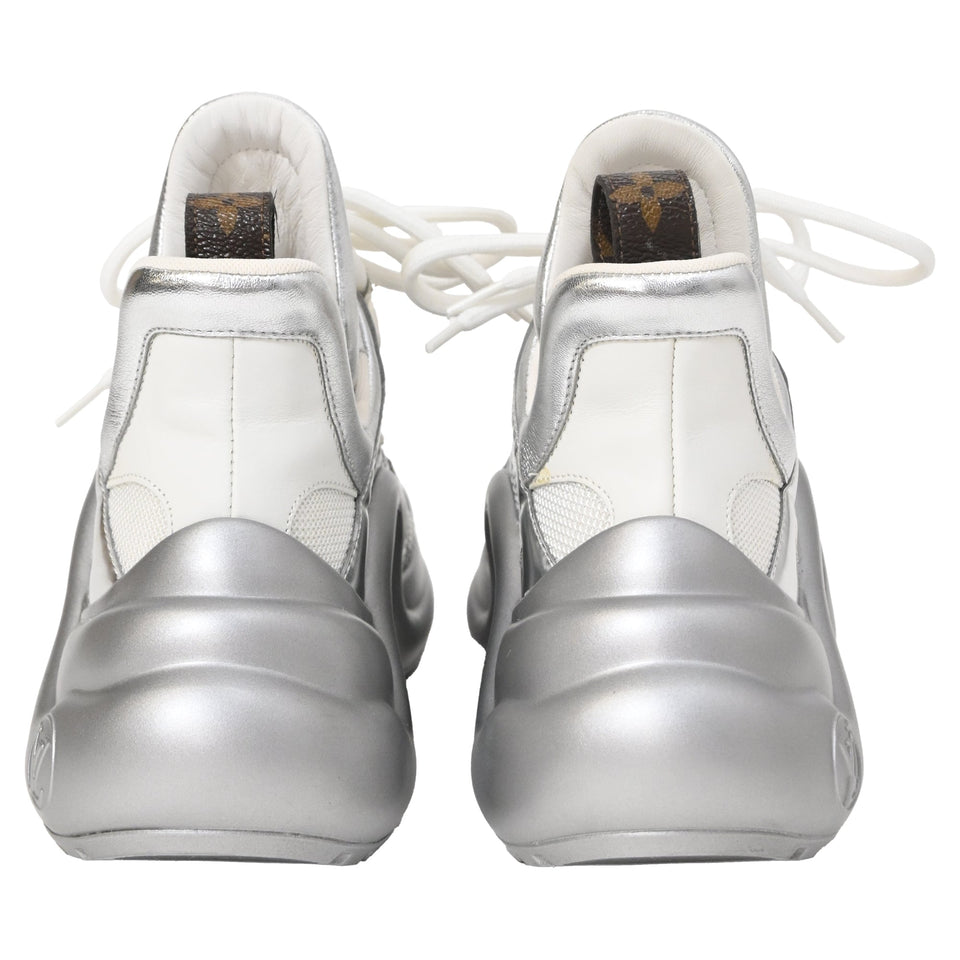 Women's Louis Vuitton Archlight Chunky Sneakers in Silver Leather and Polyester