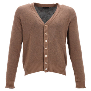 Prada Button-Down V-Neck igan in Brown Cashmere