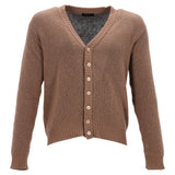 Prada Button-Down V-Neck igan in Brown Cashmere