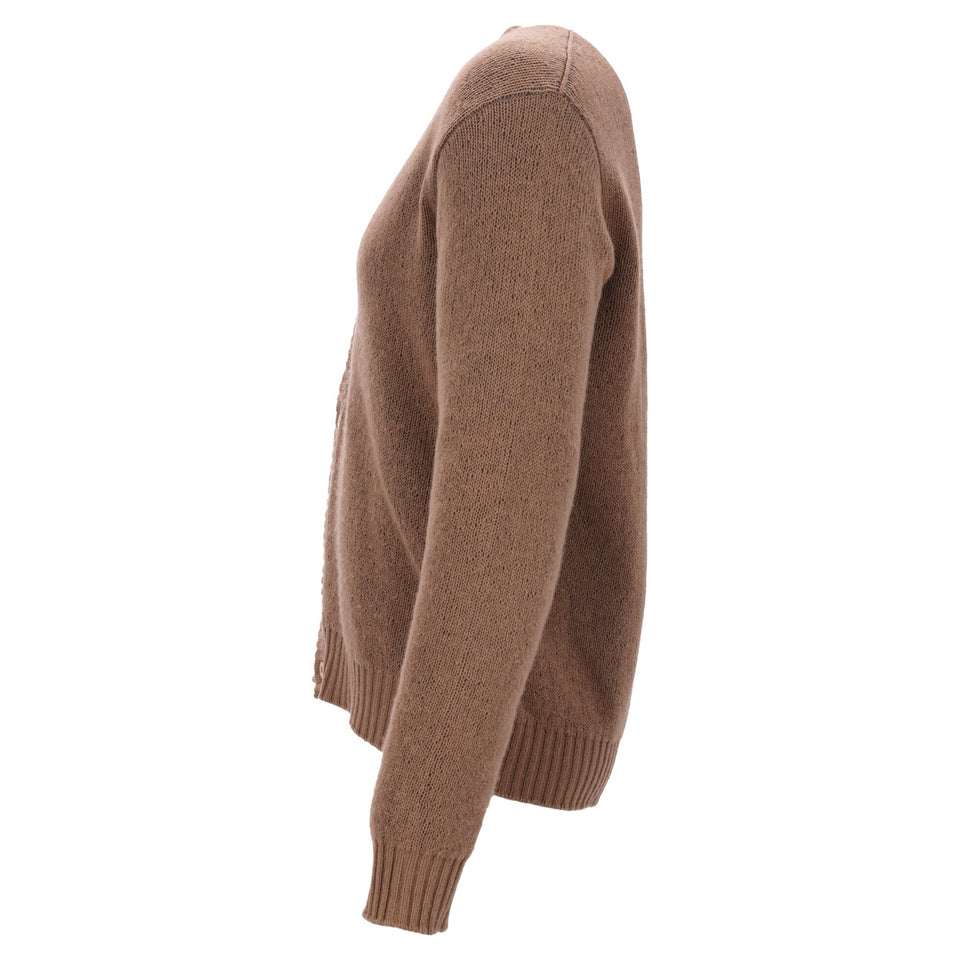 Prada Button-Down V-Neck igan in Brown Cashmere