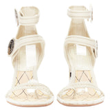 Women's Louis Vuitton Anaconda calf hair silver button braided chunky heel