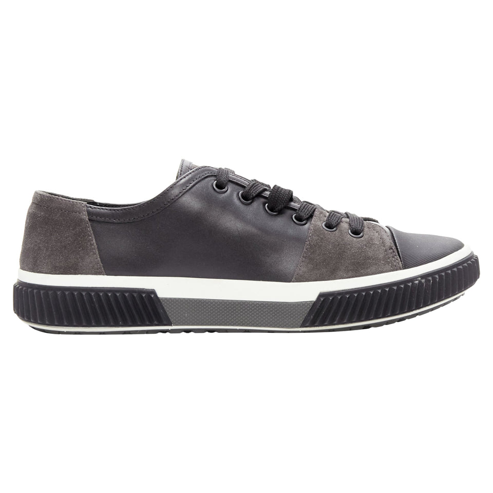 Men's Prada stratsuede leather low top sneakers
