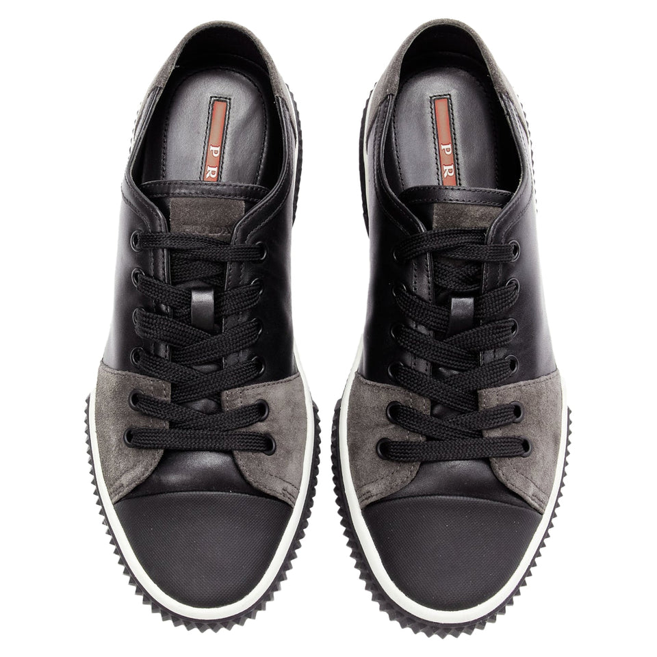 Men's Prada stratsuede leather low top sneakers