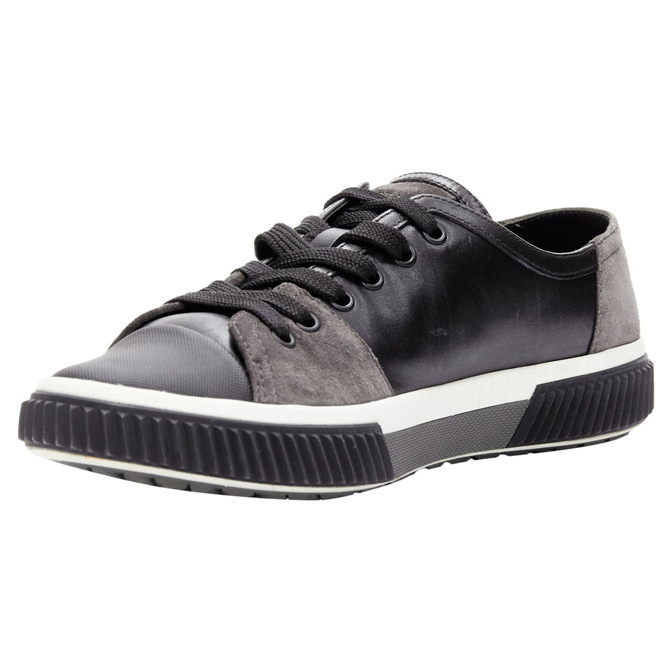 Men's Prada stratsuede leather low top sneakers