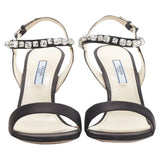 Women's Prada satin crystal embellished strappy high heel sandals