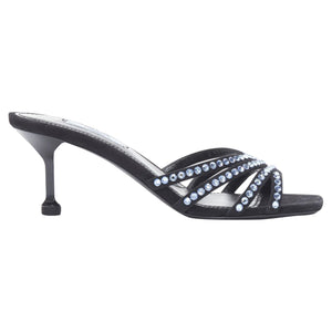 Women's Prada crystal rhinestone strappy open toe mid heel sandal