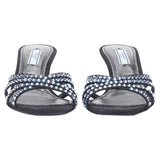 Women's Prada crystal rhinestone strappy open toe mid heel sandal