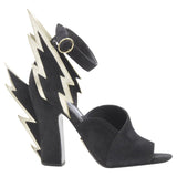 Women's Prada suede metallic chunky heel