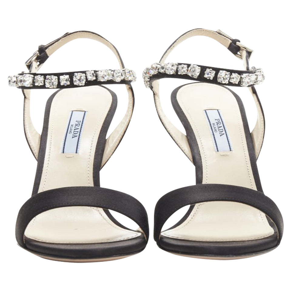 Women's Prada satin crystal high heel sandals