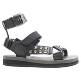 Women's Prada silver punk stud embellished sports strap gladiator sandals