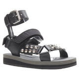 Women's Prada silver punk stud embellished sports strap gladiator sandals