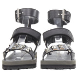 Women's Prada silver punk stud embellished sports strap gladiator sandals