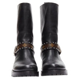 Women's Louis Vuitton LV monogram top strap pull on motorcycle boots