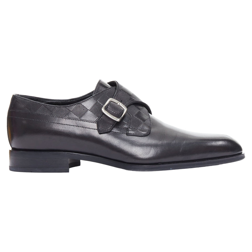 Men's Louis Vuitton District Damier Check Emboss Buckle Monk Shoes
