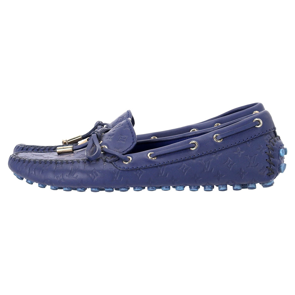 Women's Louis Vuitton Gloria Flat Loafers in Blue Leather
