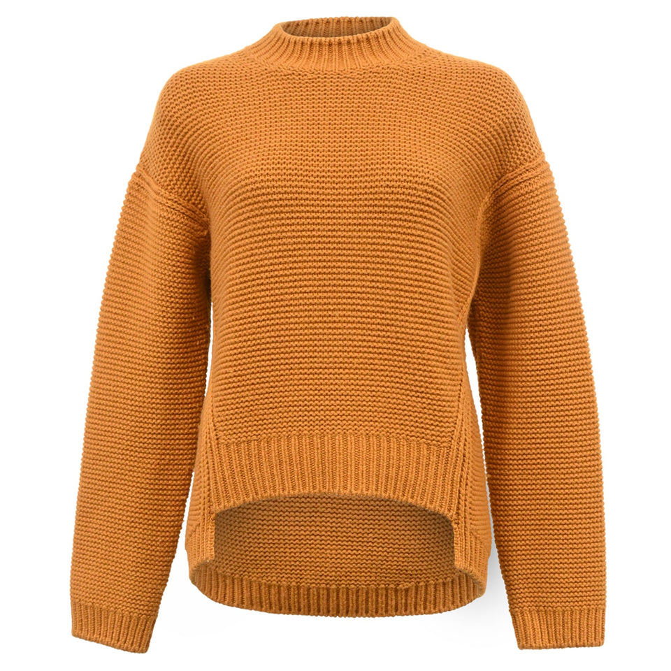 Hermes Knitted Mock Neck Sweater in Brown Wool