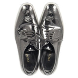 Prada Metallic Brogue Platform Low Top Sneakers in Silver Leather