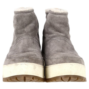 Women's Prada Shear Lined Winter Ankle Boots in Grey Suede