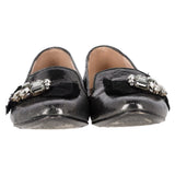 Miu Miu by Prada Jeweled Ballet Flats in Metallic Grey Leather
