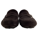 Prada Logo Penny Driver Loafers in Brown Suede