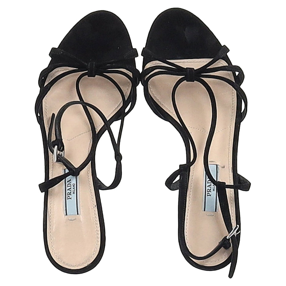 Women's Prada Slingback Sandal Heels in Black Suede