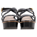 Prada Slingback Wedge Sandals in Black Patent Leather