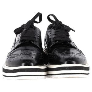 Prada Platform Brogues in Black Leather