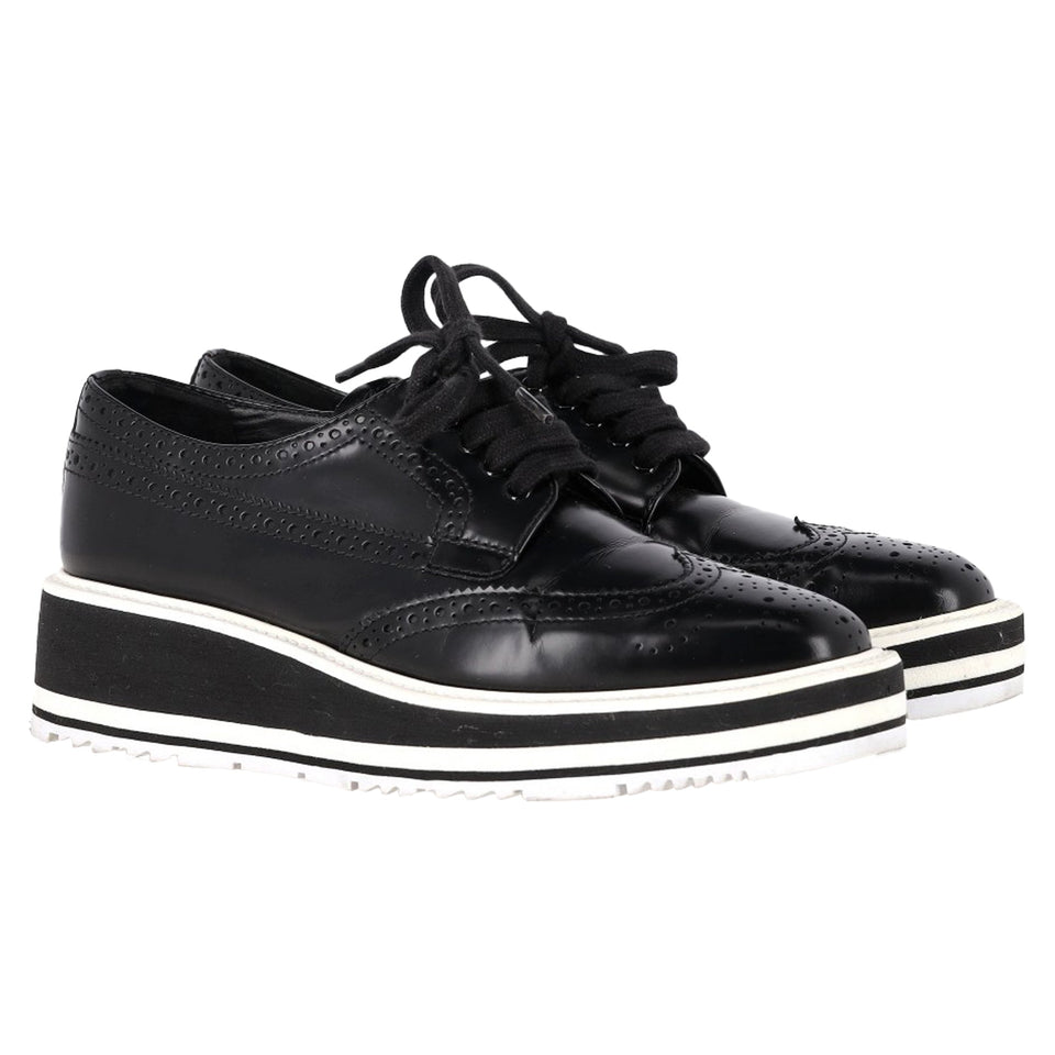 Prada Platform Brogues in Black Leather
