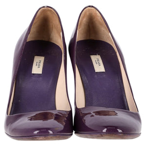 Prada Round-Toe Pumps in Purple Patent Leather
