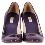 Prada Round-Toe Pumps in Purple Patent Leather
