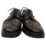 Prada Brush Lace-Up Brogue Shoes in Burgundy Leather