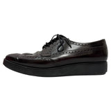 Prada Brush Lace-Up Brogue Shoes in Burgundy Leather