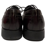 Prada Brush Lace-Up Brogue Shoes in Burgundy Leather